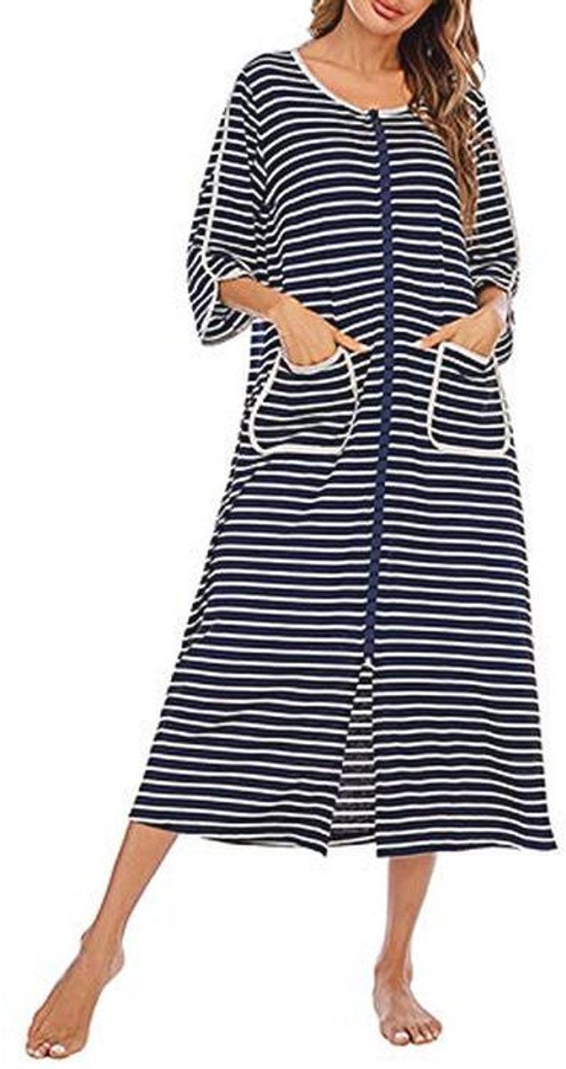 Badjassen voor dames met ritssluiting - Zachte ochtendjassen met zakken - Comfortabele nachtkleding