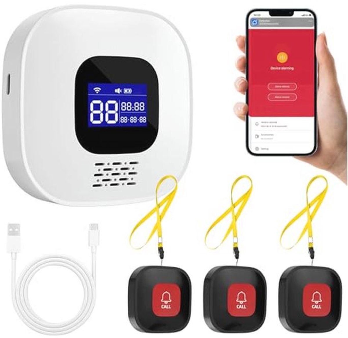 Slimme Noodbel voor Senioren en Gehandicapten - Wifi SOS Alarm met Enkele Belknop