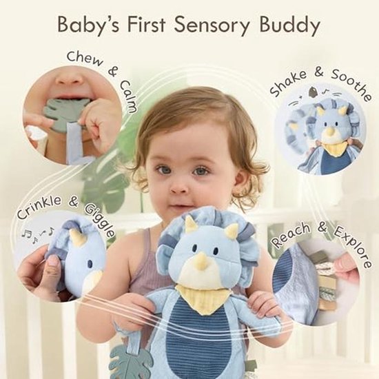 Zachte Dino Knuffeldoek met Siliconen Bijtring - Perfect Kraamkado voor Baby's van Merkloos — afbeelding 2