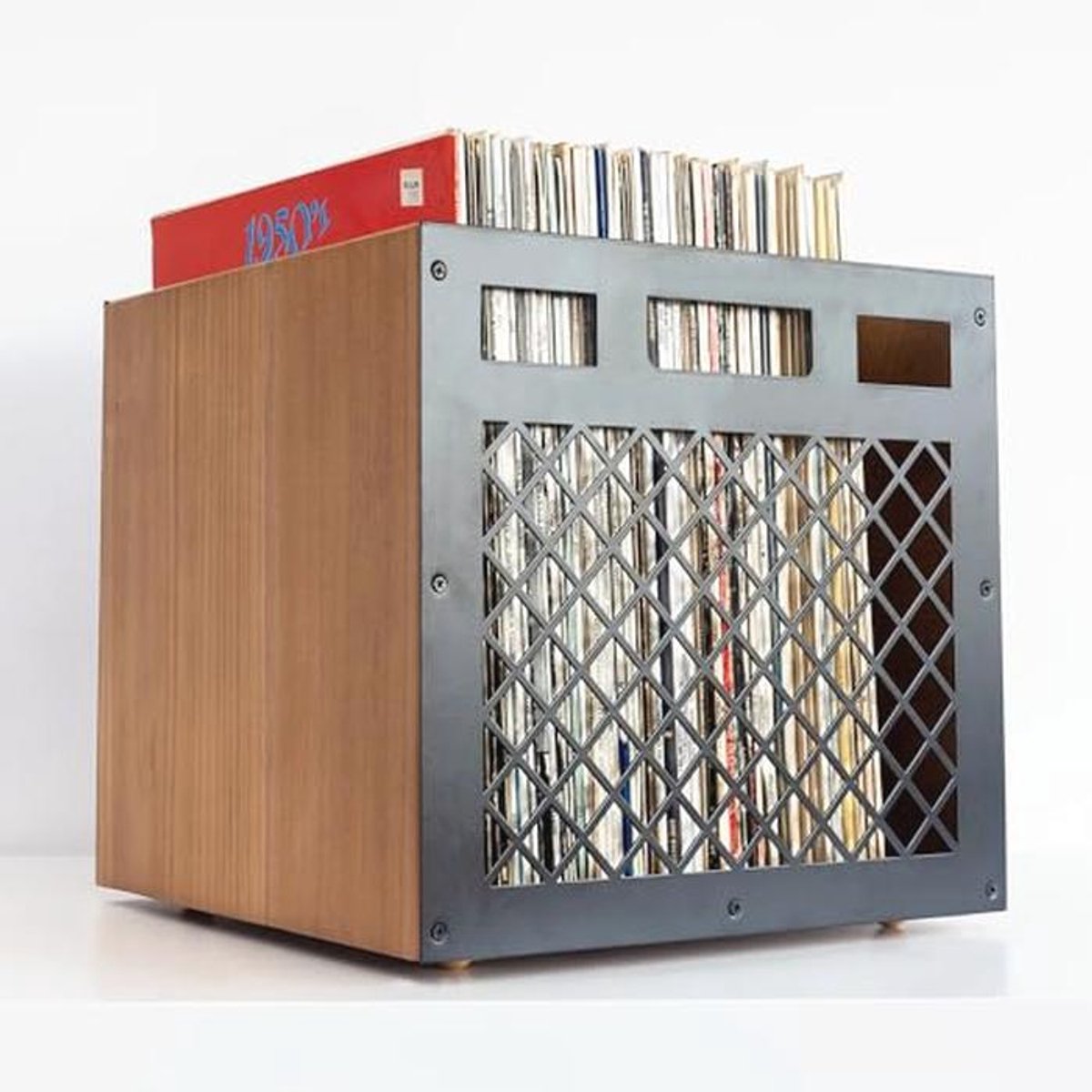 Vinyl Record Storage Box | Stylish LP Organizer | Stackable Plate Stand