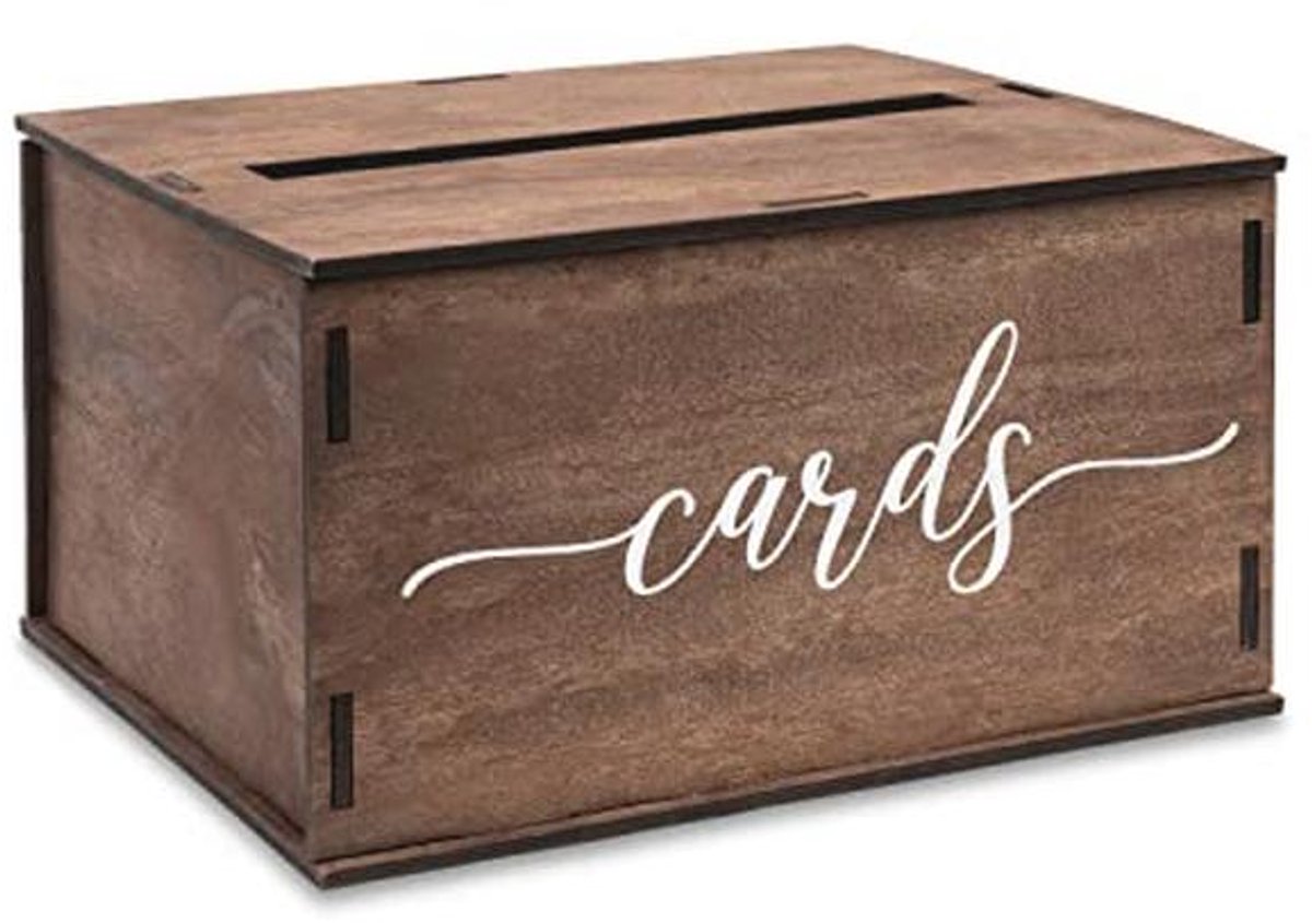 Houten trouwkaartendoos voor huwelijksdecoraties | Rustiek ontwerp voor kaarten en geschenken