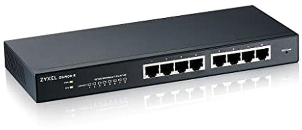 8-poorts Gigabit Switch - Smart Managed voor Desktop en Wandmontage | VLAN, IGMP, QoS | Stil en gebruiksvriendelijk