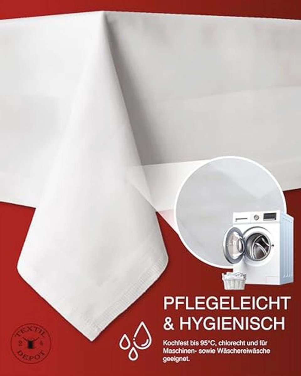 Elegante Tafelkleed 130 x 330 cm met Satijnen Rand in Wit - Keuze uit Lengte en Breedte