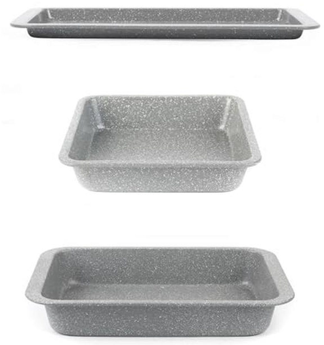 3-Piece Carbon Steel Baking Dish Set with Non-Stick Marble Coating