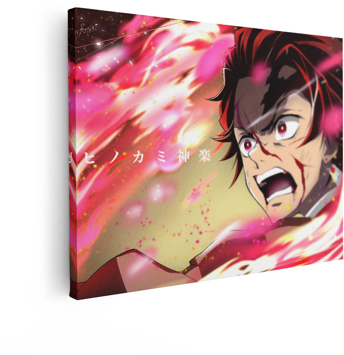 Artaza Canvas Schilderij Tanjiro Kamado - 120x90 cm - Wanddecoratie Demon Slayer - Muurdec