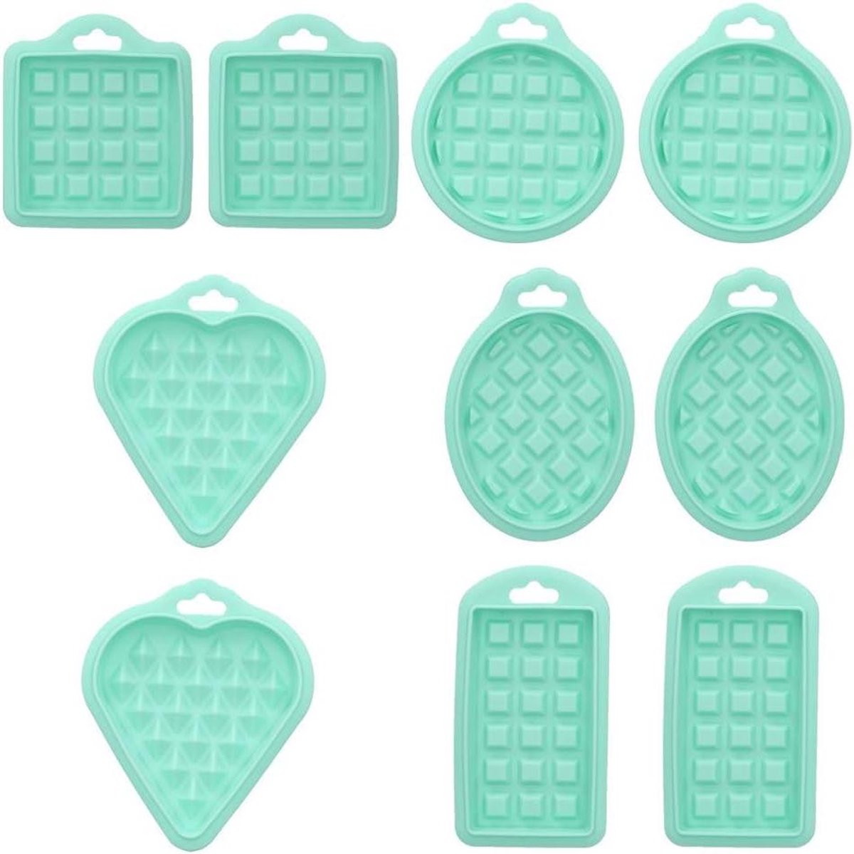 Siliconen Wafel Mallen - Set van 10, Hartvormig, Mini - Bakken Benodigdheden