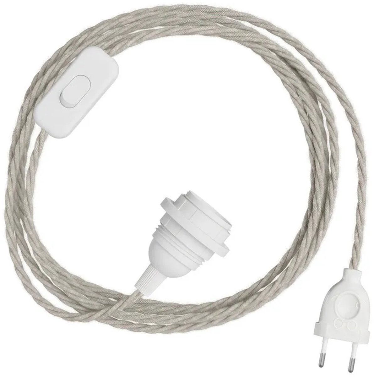 Creative Cables Snakebis Twisted E27 Lampenkap-kabelset Met Lamphouder. Gevlochten Stoffen Kabel En Stekker Met Twee Pinnen 1.8 M Transparant