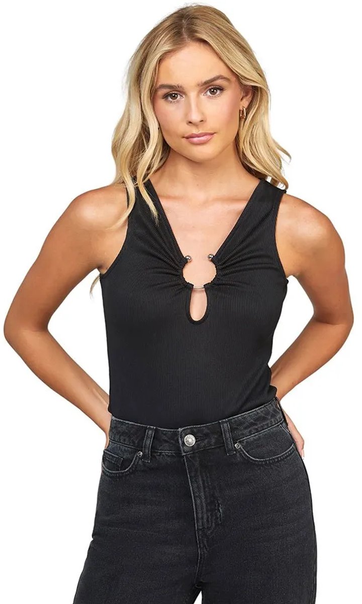 Siksilk Ruched Mouwloos Lichaam Zwart L Vrouw