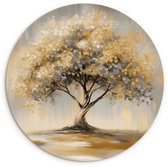 WallCircle® Wandcirkel 120x120 cm - Muurcirkel Schilderij - Boom - Abstract - Bladeren - Muurdecoratie woonkamer - Wanddecoratie slaapkamer - Kamer decoratie accessoires - Ronde schilderijen XXL