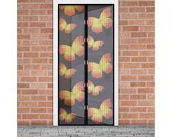 Magnetisch Vliegengordijn / Hordeur Tegen Insecten – Hor met Magneten – Vlinderpatroon – 100 x 210 cm – Zelfsluitend – Met Klittenband – Wasbaar en UV-Bestendig (11398C)