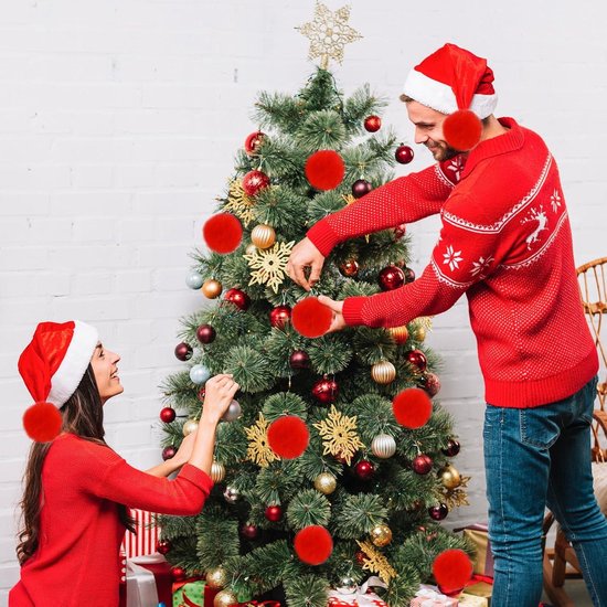 30 Stuks Pluchen Pompons – 5 Cm, Kunstbont, Met Elastische Lus – Kaki – Voor Hobbys, Kerstdecoratie En Kledingaccessoires