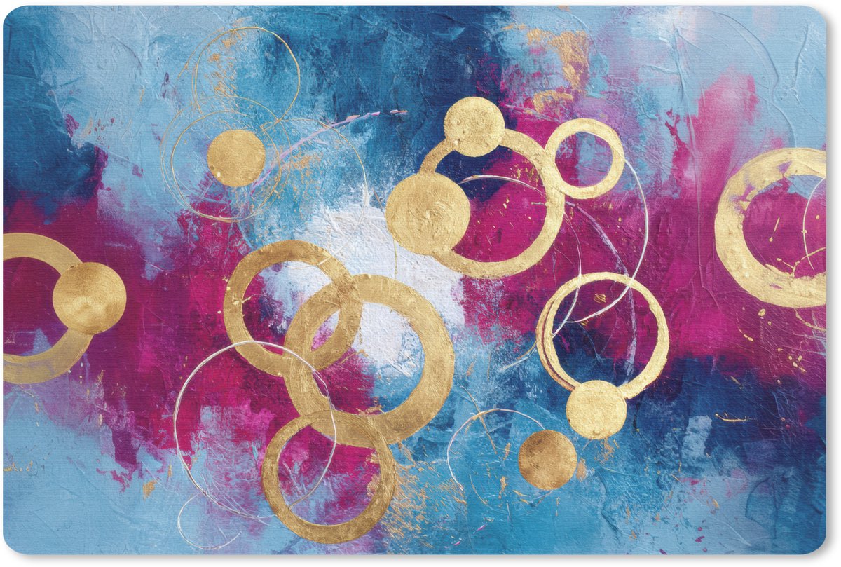 Muismat 27x18 cm - Mousepad Cirkels - Goud - Abstract - Muismatten