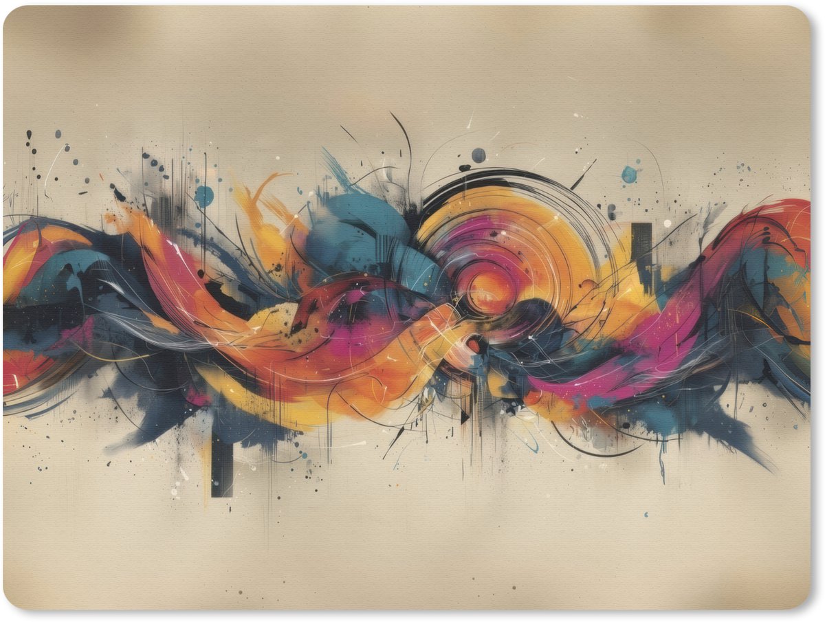 Muismat 23x19 cm - Mousepad Explosie - Kleurrijk - Vormen - Abstract - Muismatten