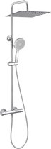 Auralum Max Regendouche met Thermostaatkraan - Doucheset - 12 inch Douchekop - 5 Standen Handdouche - Regendoucheset - Verstelbare Hoogte 88-124 cm - Chroom