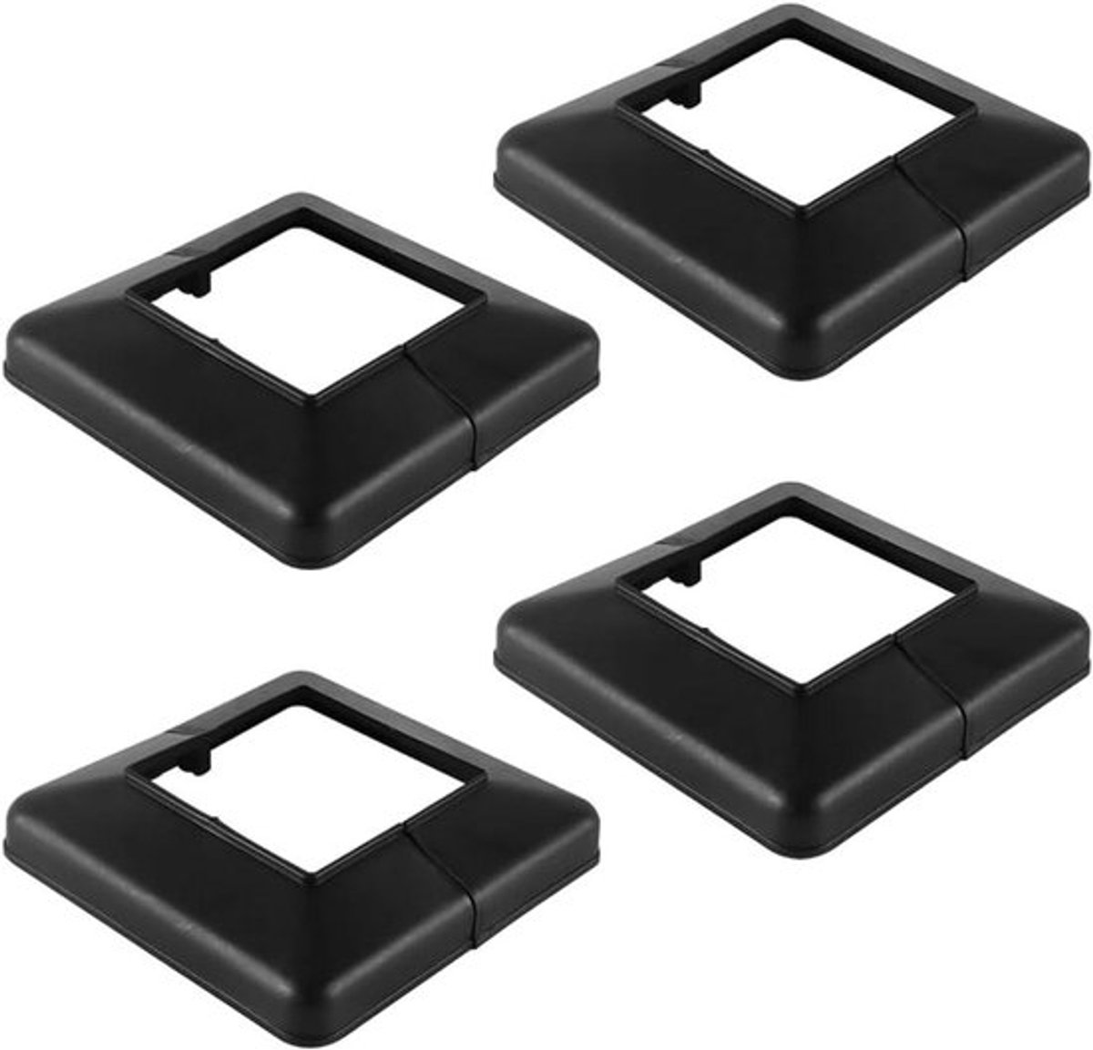 Set van 4 Decoratieve Leuning Grondplaat Covers voor Trapleuning Hek - Zwart - 100x100mm