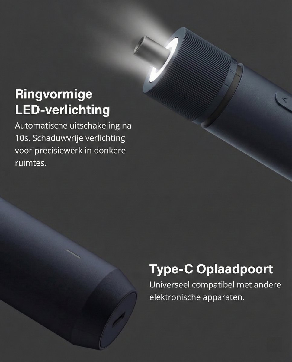 HOTO 3.6V Electric Screwdriver Kit Pro – Elektrische schroevendraaier – Draadloze schroevendraaierset – 4 Nm koppel – 3 snelheidsstanden – 25 bits – LED-verlichting – USB-C oplaadbaar – Compact doe-het-zelfgereedschap thumbnail 3