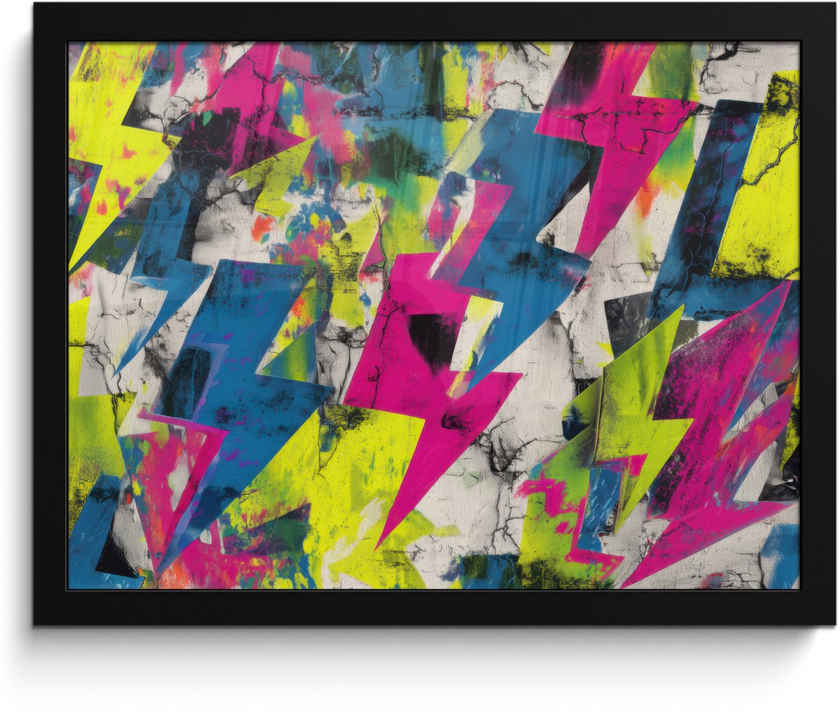 FrameYourWall Poster in lijst - Fotolijst 40x30 cm - Posters - Bliksemschichten - Patroon - Marmer - Kleuren - Posterlijst zwart - Decoratie - Wanddecoratie woonkamer - Muurdecoratie slaapkamer Bliksemschichten - Patroon - Kleuren