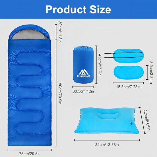 Slaapzak voor camping en outdoor, lichtgewicht dekenmodel, compact formaat, geschikt voor rugzakreizen, wandelen en vakanties, 210 x 75 cm. van Merkloos — afbeelding 3