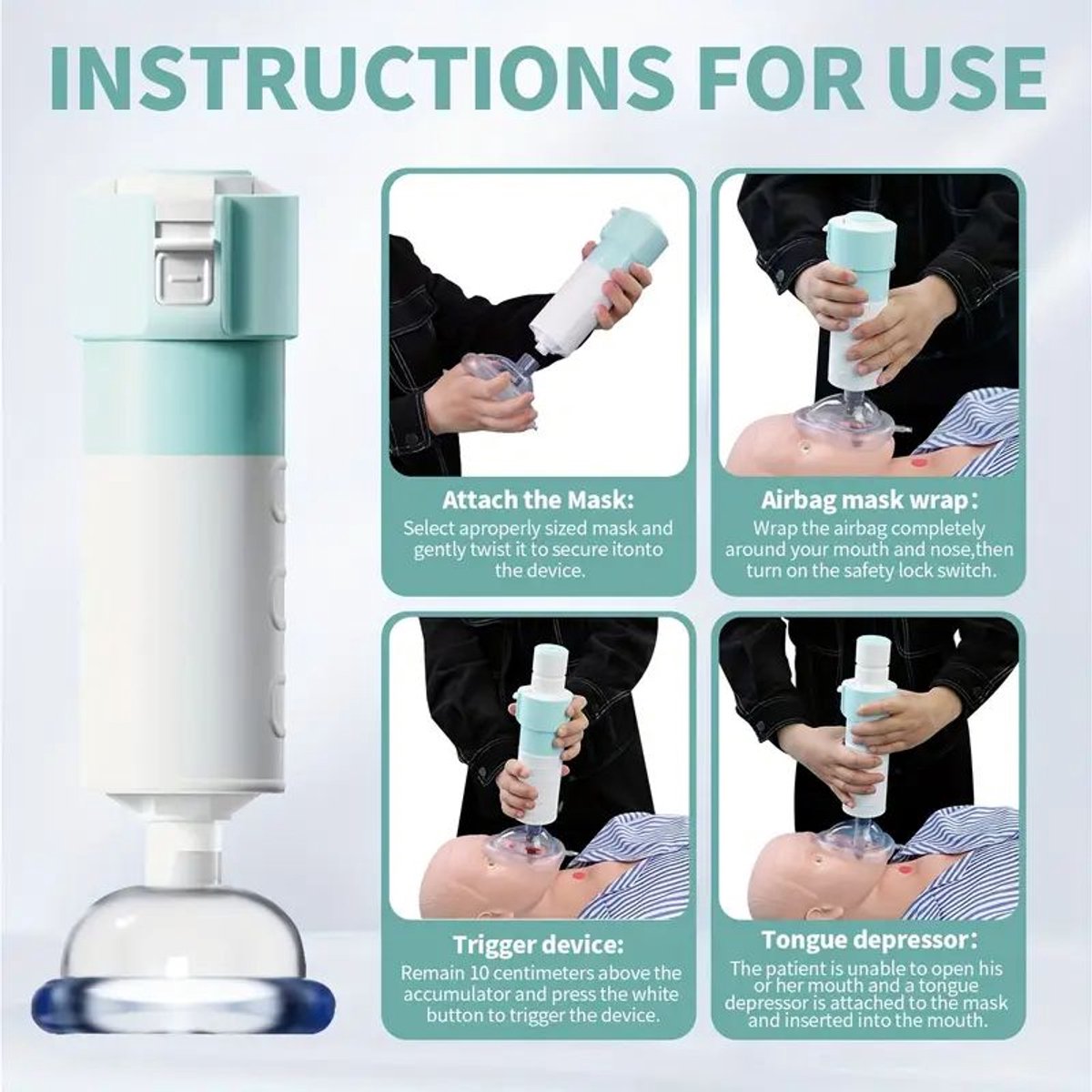 VIATALE Anti-Verstikking Apparaat -3 Maskers Baby/Kind/Volwassene - CE Gecertificeerd - Choking Rescue - XSPLASH — cadeau in Cadeau-ideeën - foto 4