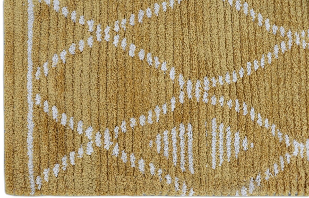 Vloerkleed 200x300cm Geruit Mosterd - Polyester - Vloerkleed Florence - Giga Living