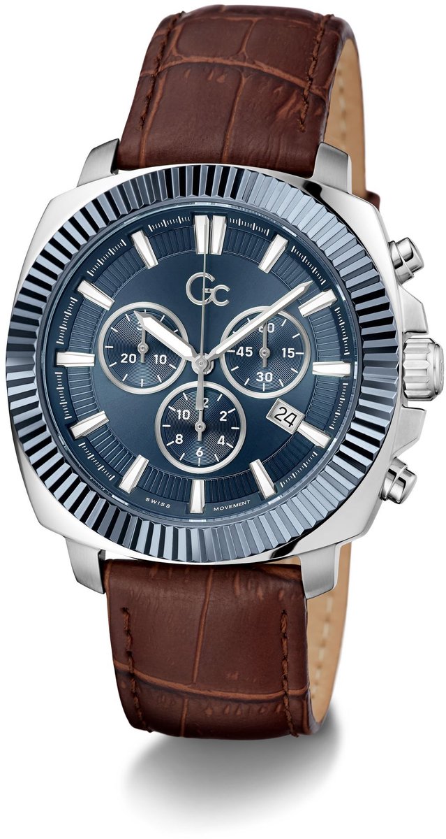 Gc Gc Flair Coussin Chronograph Watch Bruin Case: 100% Stainless Steel | Armband: 100% Leather 44 Z46004G7MF