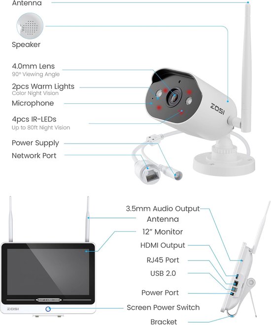 Complete Beveiligingscameraset met Monitor - Wi-Fi 6, 2K Resolutie, AI Detectie & Nachtzicht in Kleur — afbeelding 5