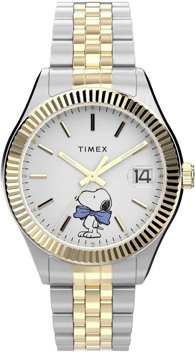 Timex Timex X Peanuts® Timex Legacy Bowtie Quartz Analoog Horloge Tweekleurig Kast: 100% Roestvrij Staal | Armband 100% Roestvrij Staal 34 mm TW2Y11100AJ