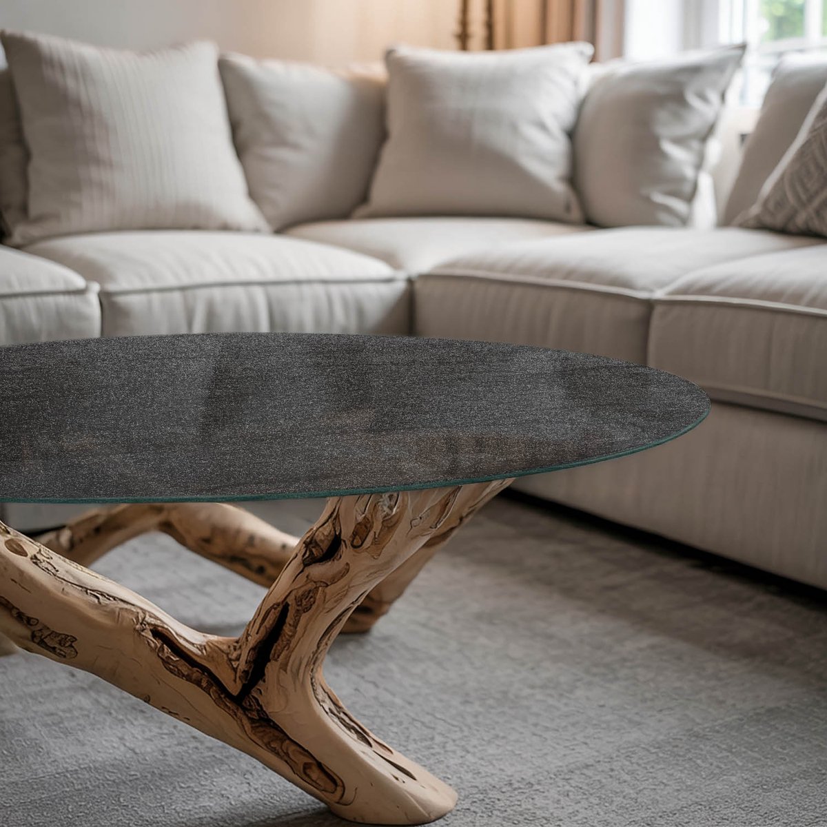 Coloray Tafelblad - Salontafel Blad - 90 cm - Zwart - Rond Glazen Tafelblad - Glazen Blad 