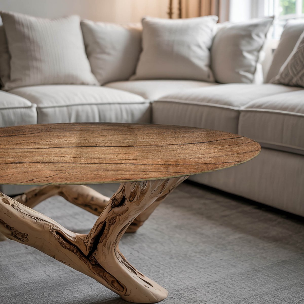 Coloray Tafelblad - Salontafel Blad - 100 cm - Bruin - Rond Glazen Tafelblad - Glazen Blad