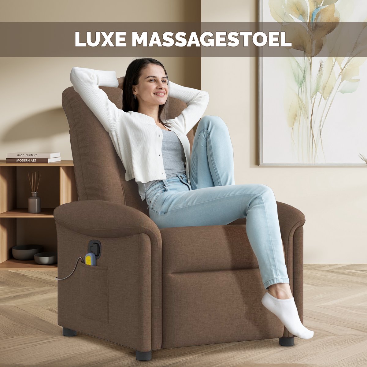 Massagestoel Elektrische Relaxfauteuil Bruin - afbeelding 2