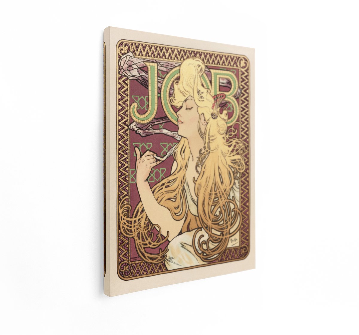 Artaza Canvas Schilderij Vrouw - 90x120 cm - Wanddecoratie Mucha Art Nouveau - Muurdecoratie Vintage Poster - Decoratie Blond Haar Goud
