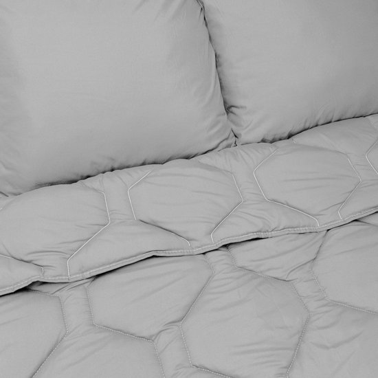 HappyBed Dekbed zonder overtrek 140x200 - Bedrukt dekbed zonder hoes - Hoesloos Dekbed met Print - Wasbaar - Eenpersoonsdekbed - Grijs