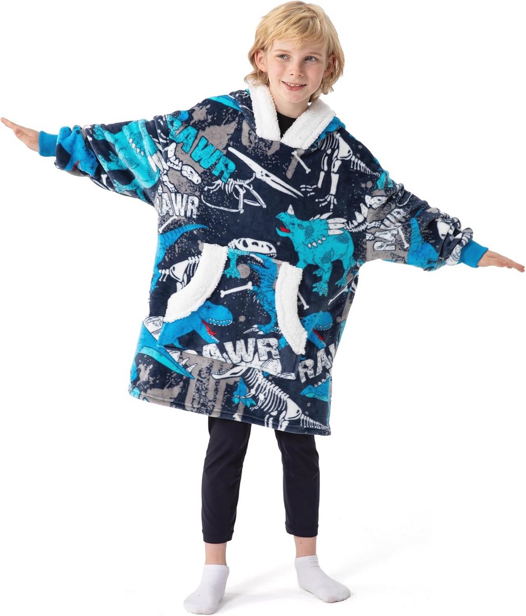 Oversized hoodie-deken voor kinderen - knuffeltrui in flanel