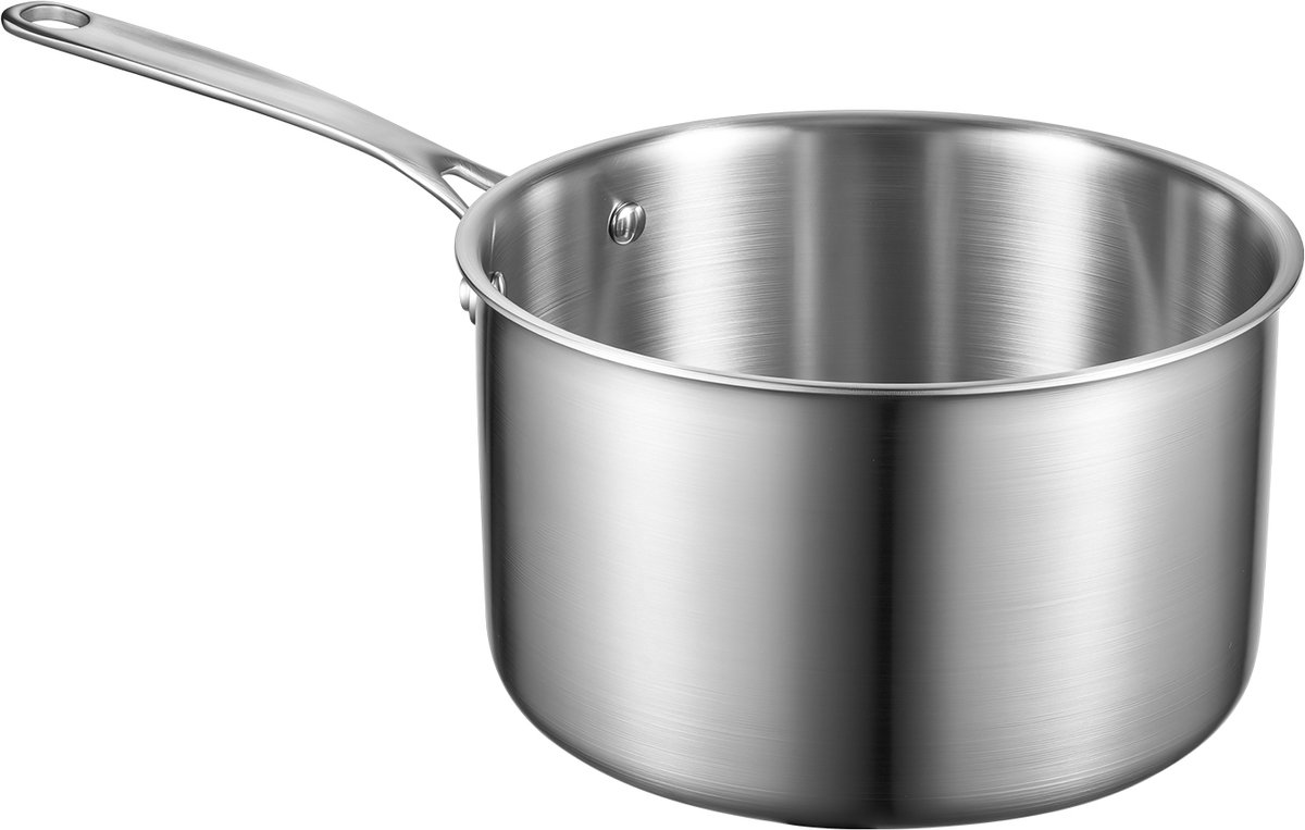 3.79 L RVS sauspan Met Glazen Deksel, Veelzijdige Nonstick Kookpan Met Ergonomisch Handvat, Compatibel Met Oven, Vaatwasser en Inductie kookplaat