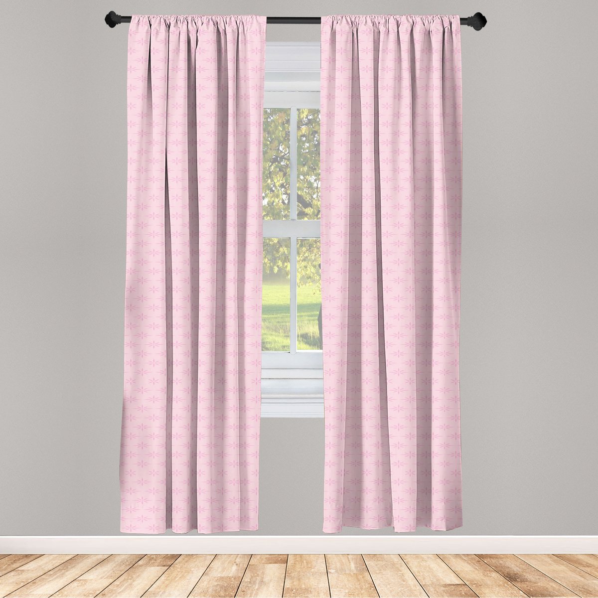 ABAKUHAUS Geometrische Gordijnen – 2x75x245 cm – lichtroze, microvezel