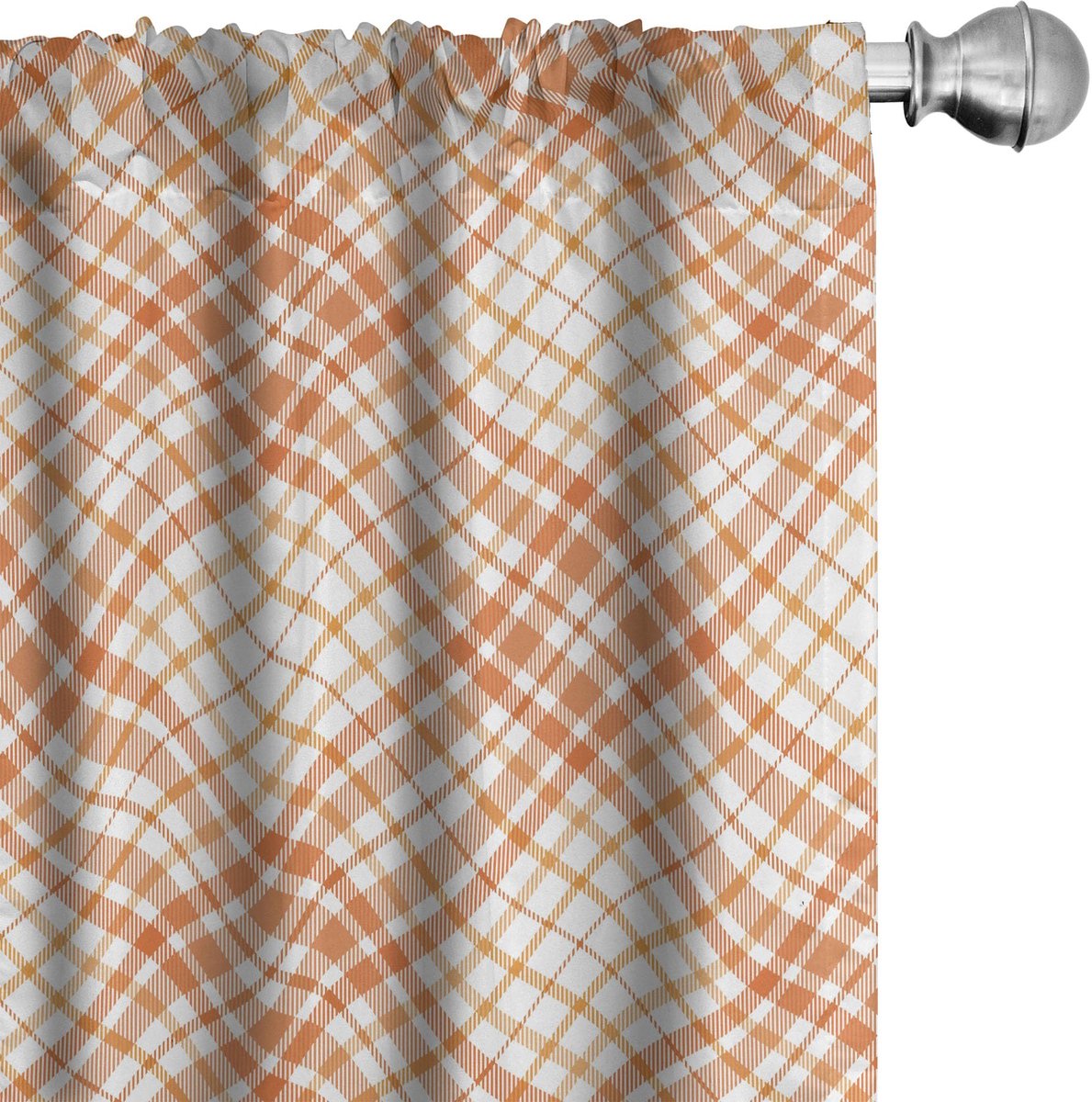 ABAKUHAUS Geruite Voorhangen – Tartan Oranje/Wit – 2x75x225
