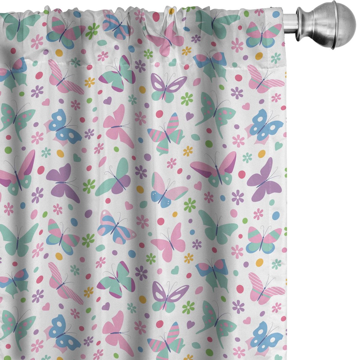 ABAKUHAUS gordijnenset 2x75x225 cm – microvezel – meerkleurig – vlinder Mehrfarbig