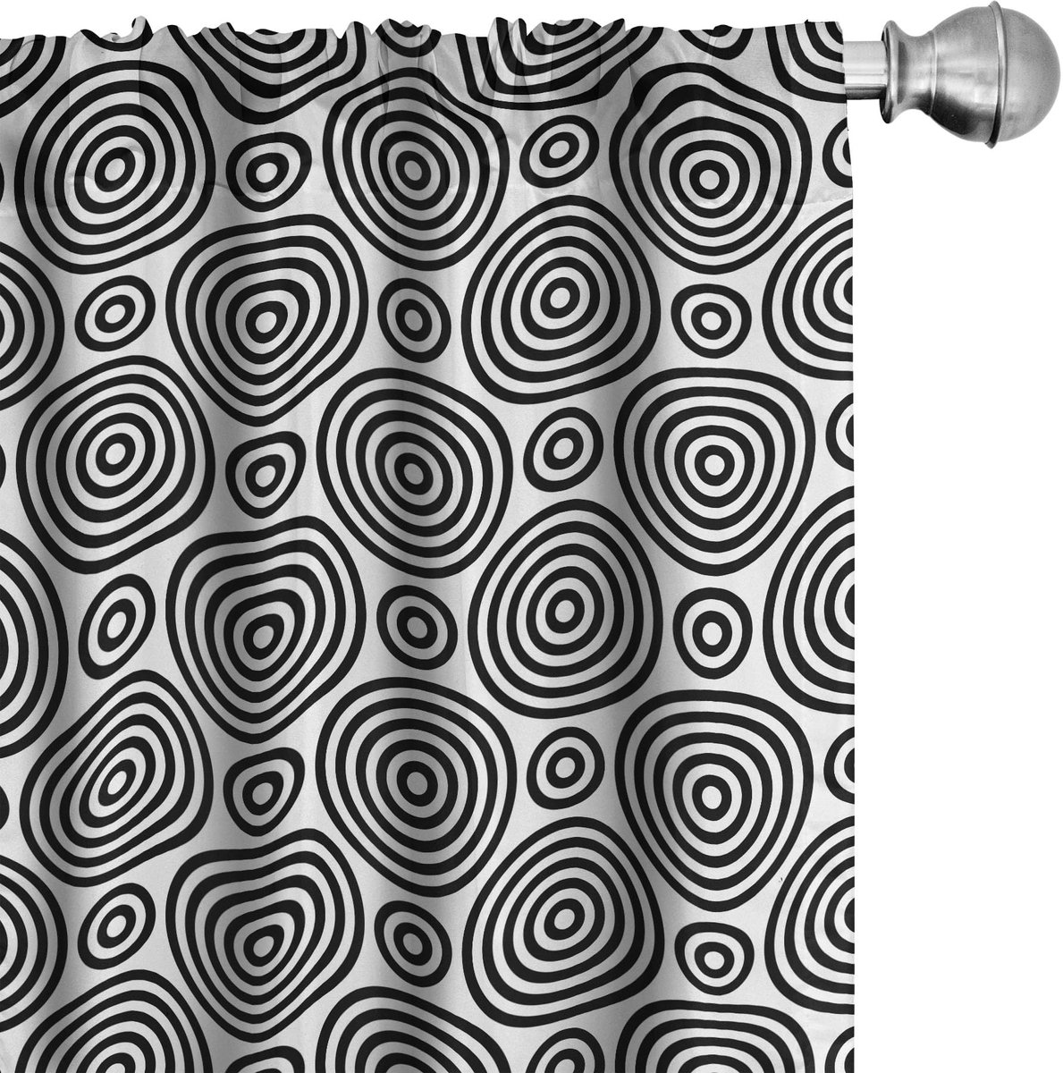 ABAKUHAUS Geometrische Gordijnen – 2x75x245 cm – Mikrofaser – Halfdonker – Zwart-Wit Zwart en wit