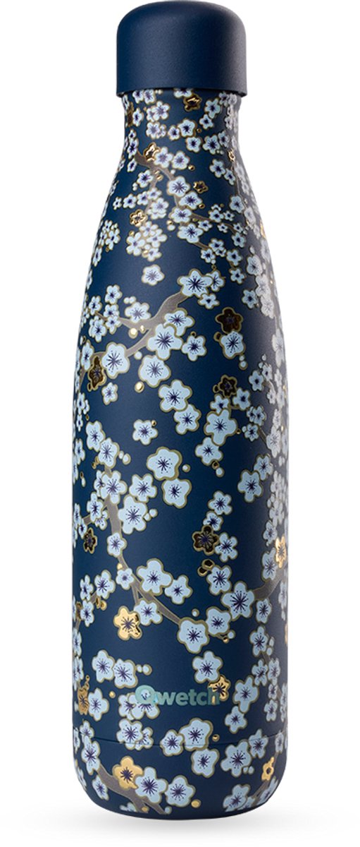 Qwetch - Isothermische fles - Originals Flowers Blauw - 500ml