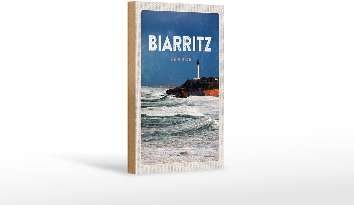 Femer Holzschild Reise 12x18 cm Biarritz France Meer Urlaub Geschenk