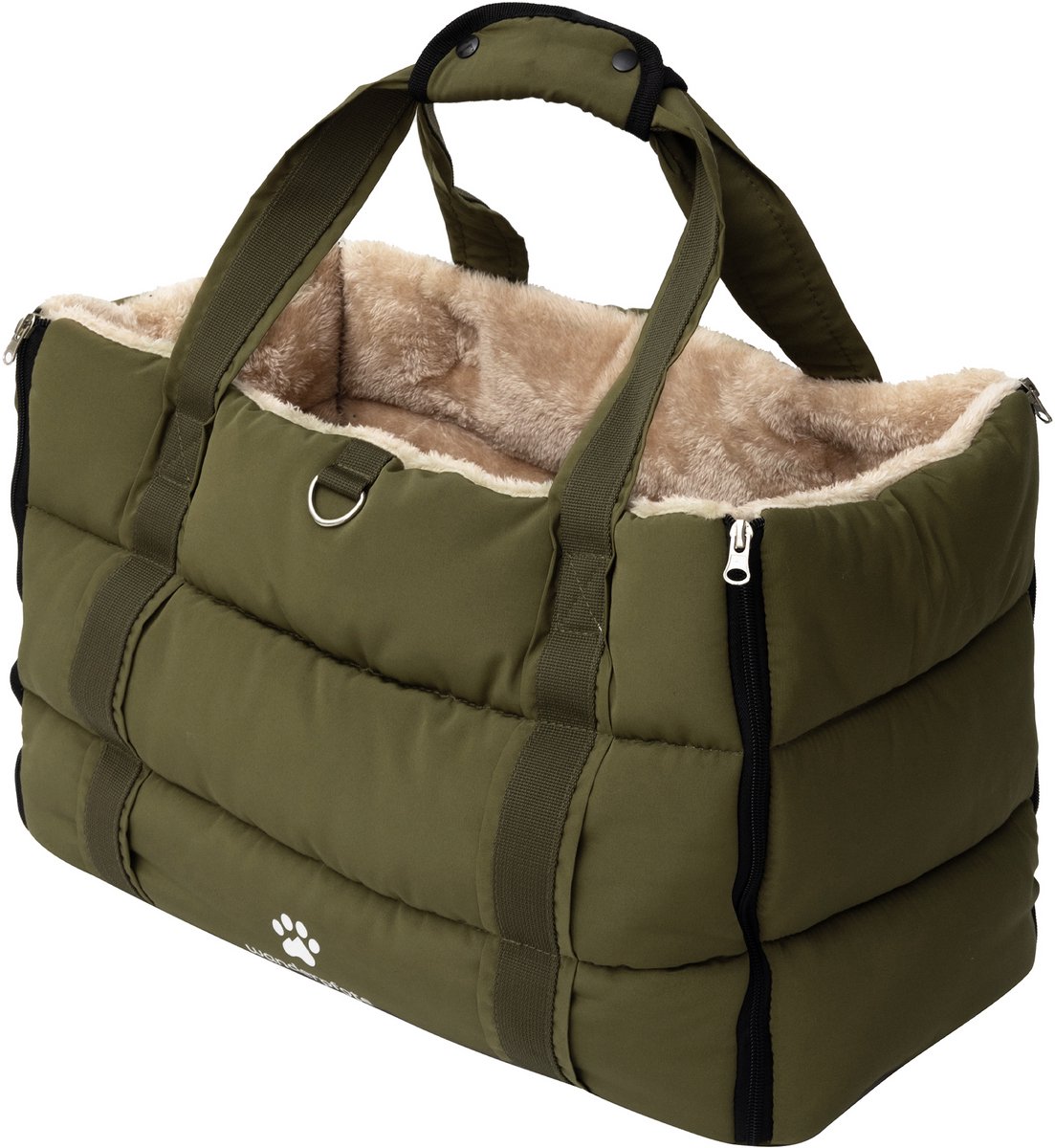 Wanderpfote Hondentas – Hondentas & draagtas voor honden, hondentas tot 10 kg, lichte transporttas voor honden als handige schoudertas voor op reis (olijfgroen, L)