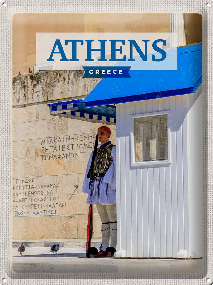 Blechschild Reise 30x40cm Athens Greece Evzone Wache