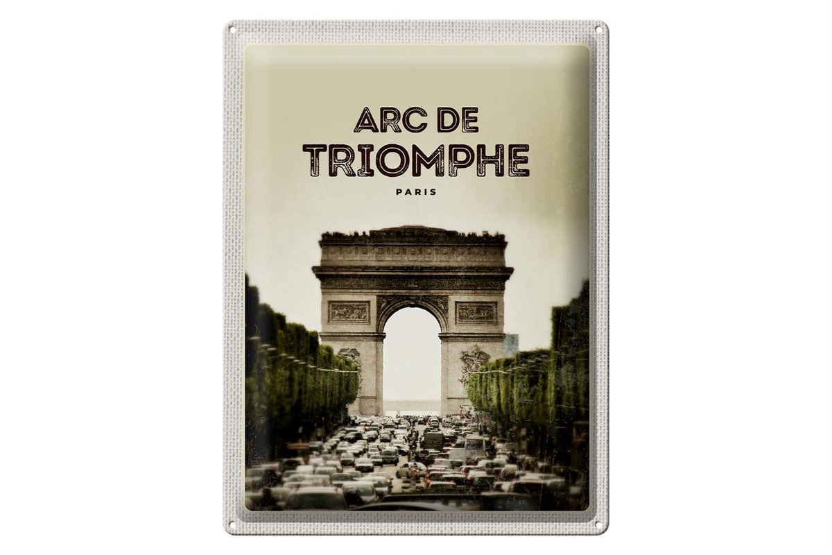 Blechschild Reise 30x40cm Arc de Triomphe Paris Retro Bild