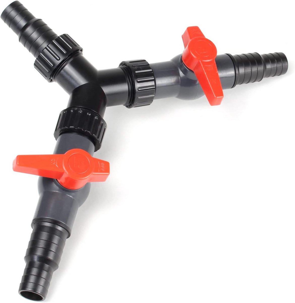 Y-verdeler 20/25 mm met afsluitkranen voor debietregeling | Splitter voor tuin- en vijverslangen