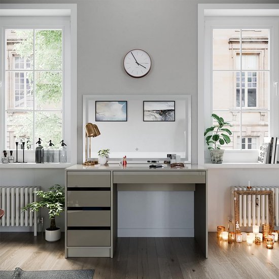 HOMCOM Make-uptafel met kruk toilettafel kaptafel inklapbare spiegel