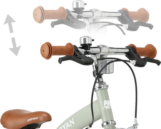 Deryan Luxe Kinderfiets 14 inch - 3 in 1 - loopfiets Groen van Deryan — afbeelding 2