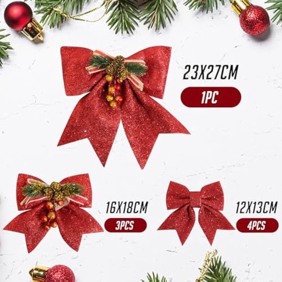 Lot De 300 Mini Nœuds De Noël à Paillettes - Décoration Sapin, Cadeaux Et Mariage, Rouge Vert Or Et Plus