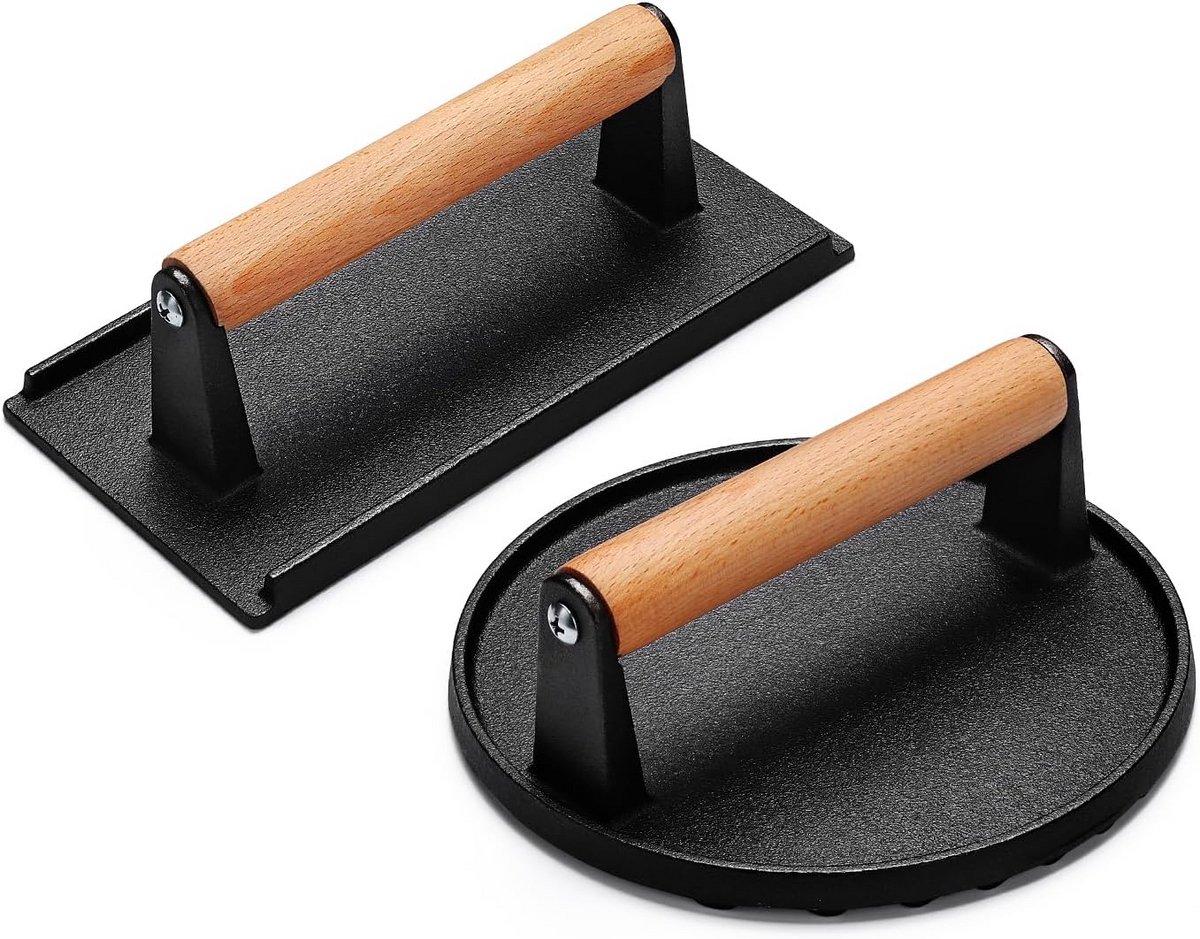 Zware Gietijzeren Burgerpers voor Grill - Ideaal voor Perfect Gegrilde Sandwiches
