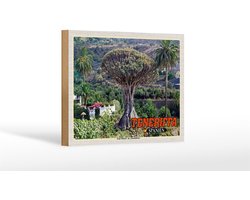 Holzschild Reise 18x12 cm Teneriffa Drago Milenario-Tausendjährige