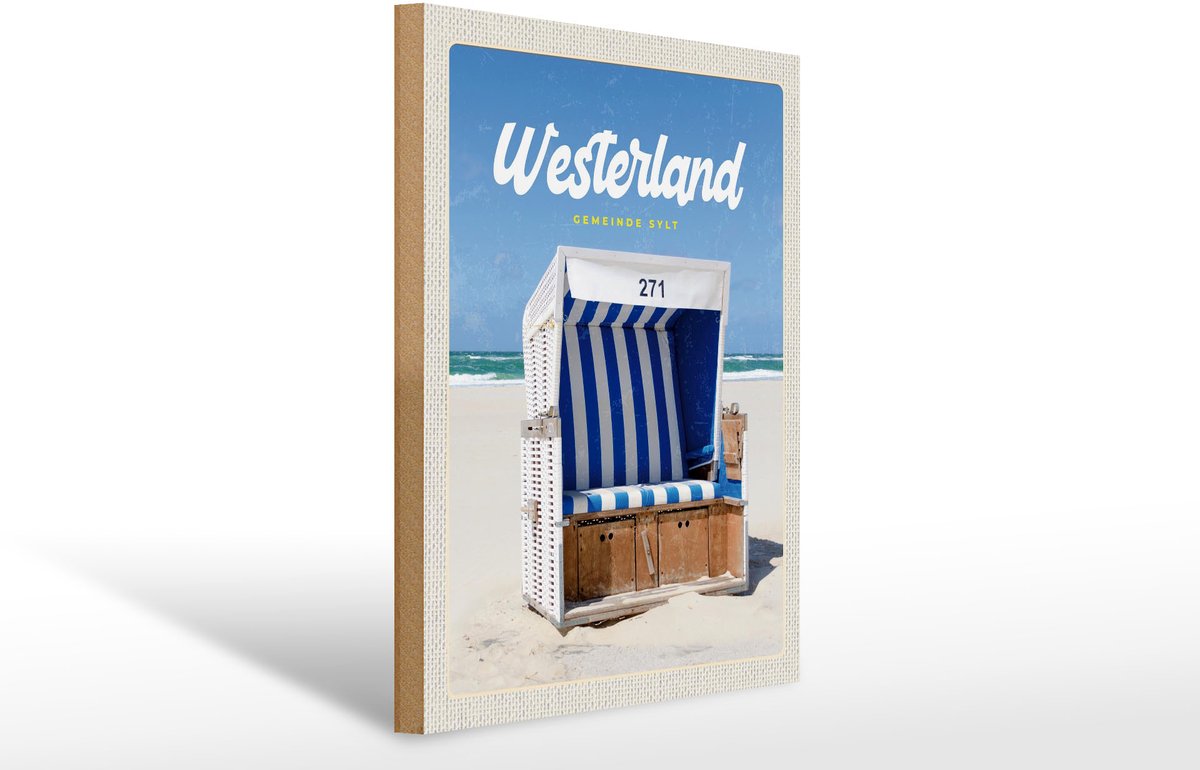 Holzschild Reise 30x40cm Westerland Sylt